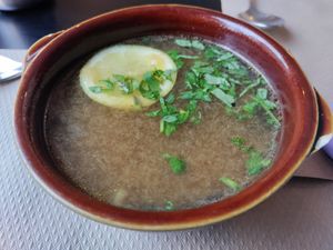 Miso soup at Lo de Ponxe En El Kinto Pino in Valencia