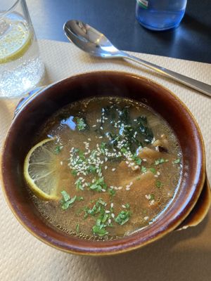 Miso soup at Lo de Ponxe En El Kinto Pino in Valencia