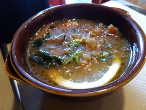 Menu of the day / Starter / Miso soup at Lo de Ponxe En El Kinto Pino in Valencia