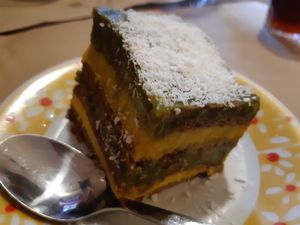 Menu of the day / Dessert / Matcha tea and lemon cake at Lo de Ponxe En El Kinto Pino in Valencia