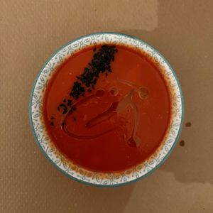 Crema de remolacha. Beetroot cream soup.  at Lo de Ponxe En El Kinto Pino in Valencia