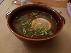 Starter / vegetable soup at Lo de Ponxe En El Kinto Pino in Valencia