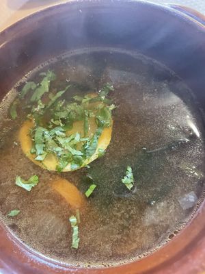 Miso soup  at Lo de Ponxe En El Kinto Pino in Valencia