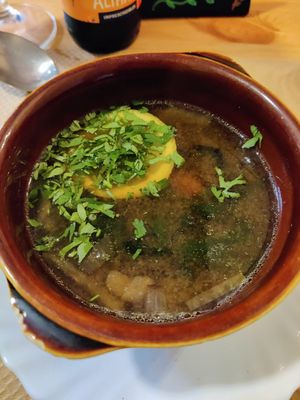 Miso soup at Lo de Ponxe En El Kinto Pino in Valencia