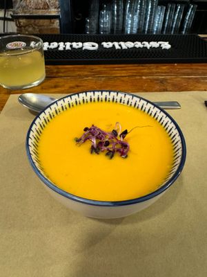 Sweet potato soup at Lo de Ponxe En El Kinto Pino in Valencia
