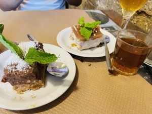 Chocolate tort and fig tort   at Lo de Ponxe En El Kinto Pino in Valencia