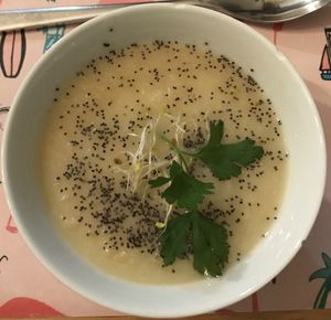 Cream of leek soup at Lo de Ponxe En El Kinto Pino in Valencia