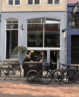Outside the cafe  at Bowl 37 in Copenhagen