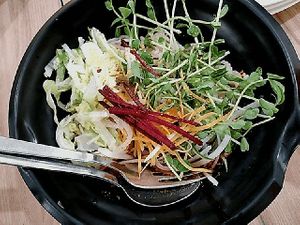 Almond noodle at Yes Natural Restaurant 悦意坊 in Central Singapore