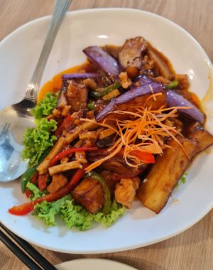 Awesome Eggplant with Minced sauce ~5/11/22 at Yes Natural Restaurant 悦意坊 in Central Singapore