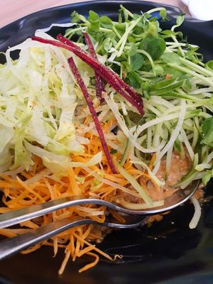 Salad noodle with peanut sauce ~ Circuit Breaker Period Phase 2 at Yes Natural Restaurant 悦意坊 in Central Singapore