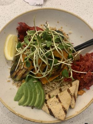 Beach bowl with tofu steak  at Fresh on Spadina in Toronto