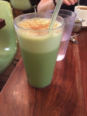 Matcha latte made with soy at Fresh on Spadina in Toronto