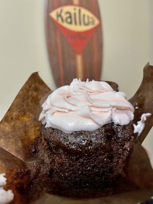 Chocolate raspberry cupcake. It was pretty good but not really worth the price - almost $7 with tax😒 at Vibe in Hilo