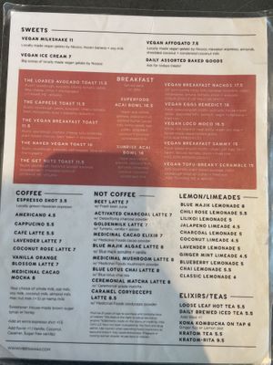 Menu back  at Vibe in Hilo