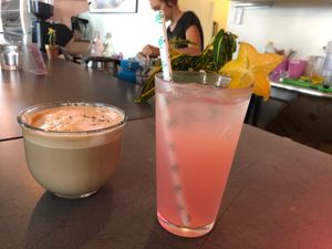 Lavender latte and lavender lemonade  at Vibe in Hilo