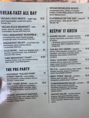 Menu at Vibe in Hilo