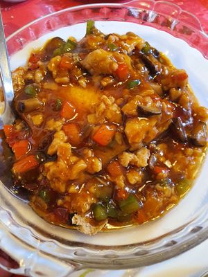 Omnimeat special sauce toufu ~ Reunion lunch 2021 at Eight Treasures Vegetarian 八宝素食馆 in Central Singapore