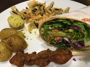 Egg & Avo wrap minus egg; veg satay  at Eight Treasures Vegetarian 八宝素食馆 in Central Singapore