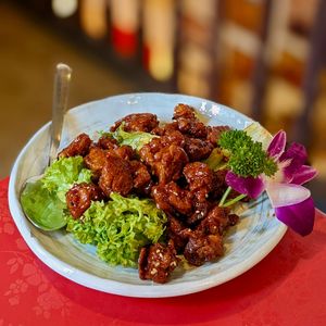 Vegan 'Honey' Lime Veg Chicken at Eight Treasures Vegetarian 八宝素食馆 in Central Singapore