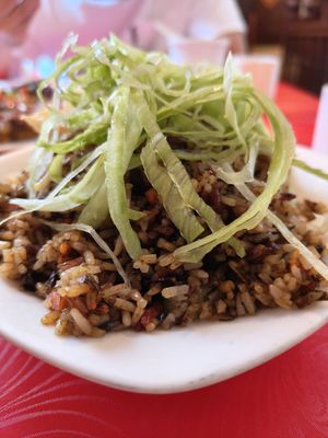 Oliver fried rice Feb 25 at Eight Treasures Vegetarian 八宝素食馆 in Central Singapore