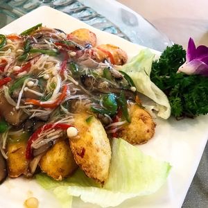 Pipa fried Beancurd with special sauce at Eight Treasures Vegetarian 八宝素食馆 in Central Singapore