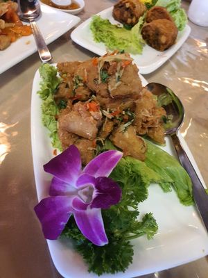 Fragrant salt veg chicken ~ Circuit Breaker Period Phrase 2 at Eight Treasures Vegetarian 八宝素食馆 in Central Singapore