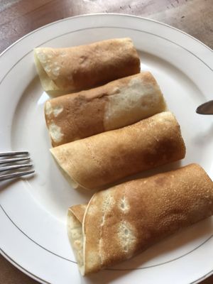 Vegan pancakes filled with banana at Soka Warung in Penida Island