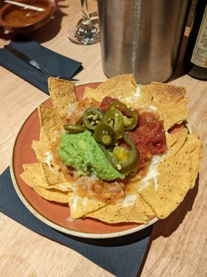 Vegan nachos with refried beans at Bar eS Ambleside in Ambleside