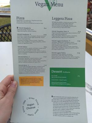 Vegan menu at Pizza Express in Paphos