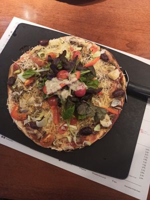 Vegan Leggera Giardiniera. 5/5 pizza with a salad hole 😁 at Pizza Express in Paphos