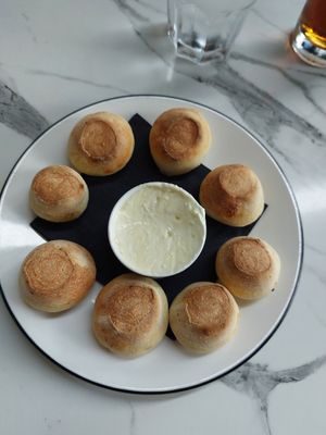 Dough balls with vegan garlic butter at Pizza Express in Paphos