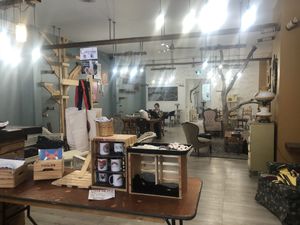 Boutique + seating area at Café Chato in Montreal