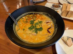 Khao Soi with Soy Chicken, made vegan  at Thai by Trio in Los Angeles
