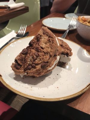 Ice cream sandwich with s’mores cookies! at Fresh Kitchen + Juice Bar in Toronto