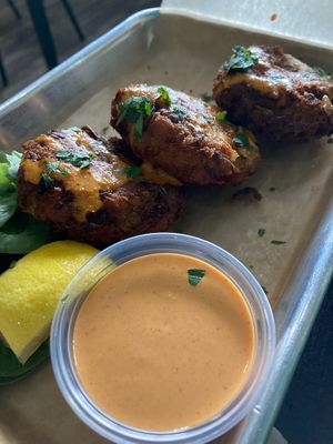 Artichoke cakes  at Leaf and Seed in Toledo