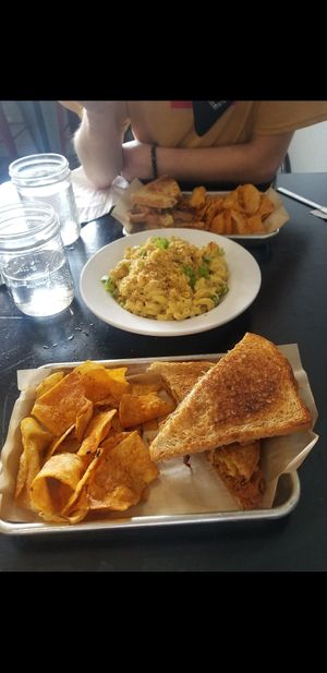 Mac & cheese, Reubens with chips:) at Leaf and Seed in Toledo