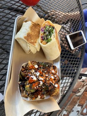 Chickpea wrap with Brussels Sprout  at Leaf and Seed in Toledo