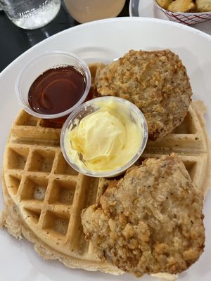 Chicken and waffles   at Leaf and Seed in Toledo