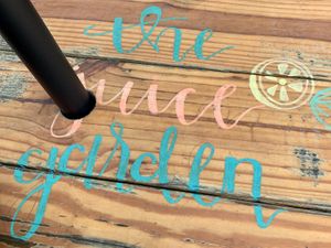 Limited outdoor seating, picnic tables at The Juice Garden in Fremont