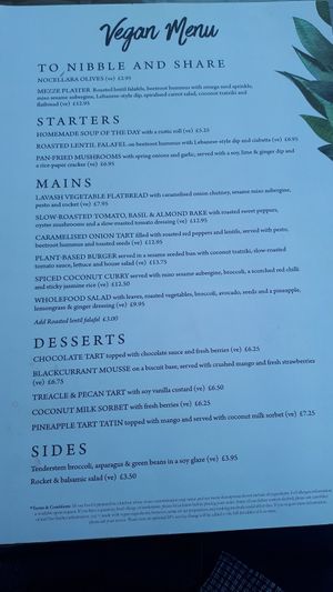 Excellent vegan menu. at The Old Bulls Head in Loughborough