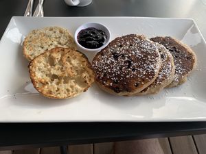 Blueberry pancakes  at The Causeway in Spruce Head