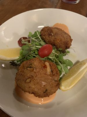 Vegan crab cakes  at The Causeway in Spruce Head