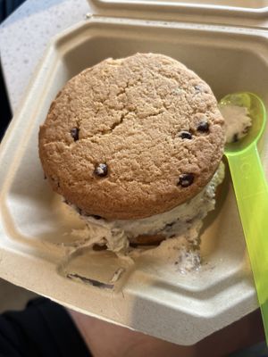 Cookie sammich with banana boyy ice cream!  at Hug Life in Orange