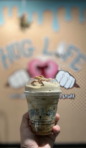 Carmel frapp shake at Hug Life in Orange