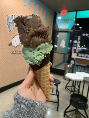 Rocky Road and Green Goblin with cone at Hug Life in Orange