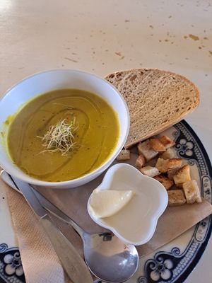 Parsnip and coriander soup at Handley Organics in Ledbury