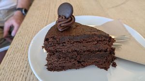 Chocolate cake (vegan) at Handley Organics in Ledbury