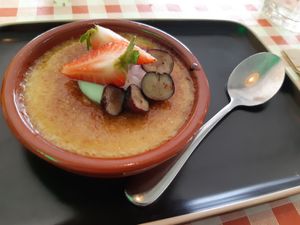 Menu of the day / Dessert / Vegan crème brûleé at La Verduleria in Tenerife