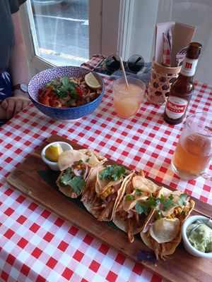 Wok without egg, tacos canarias at La Verduleria in Tenerife